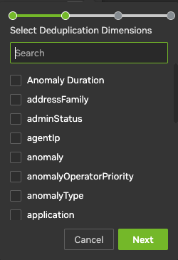 deduplication dimensions menu