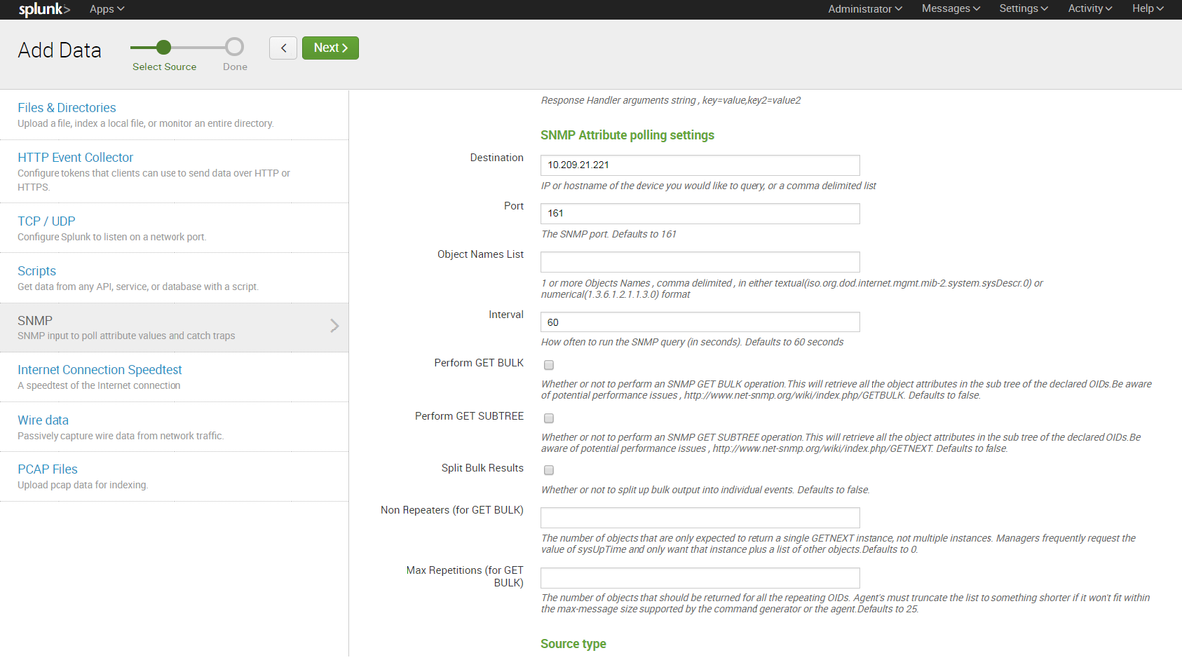 Splunk - SNMP Attributes Polling Settings.png