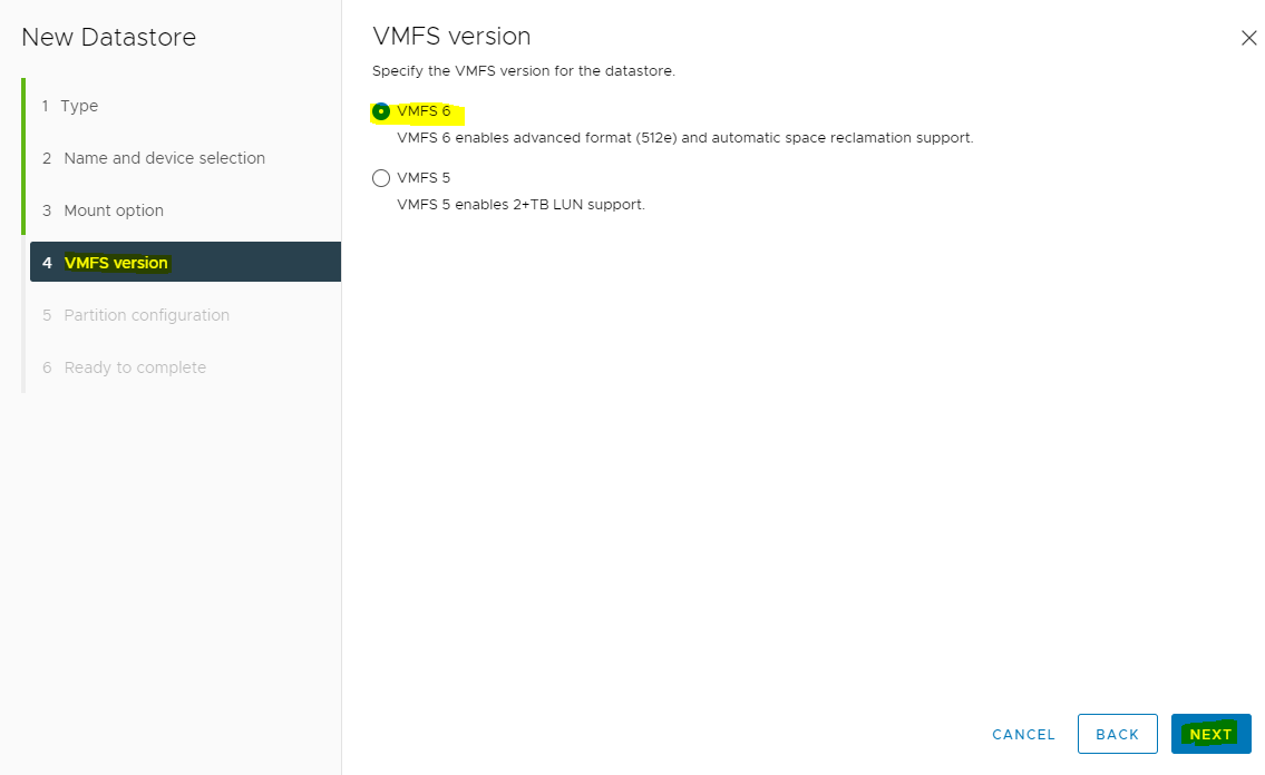 Creating VMFS FS and DS 5.PNG