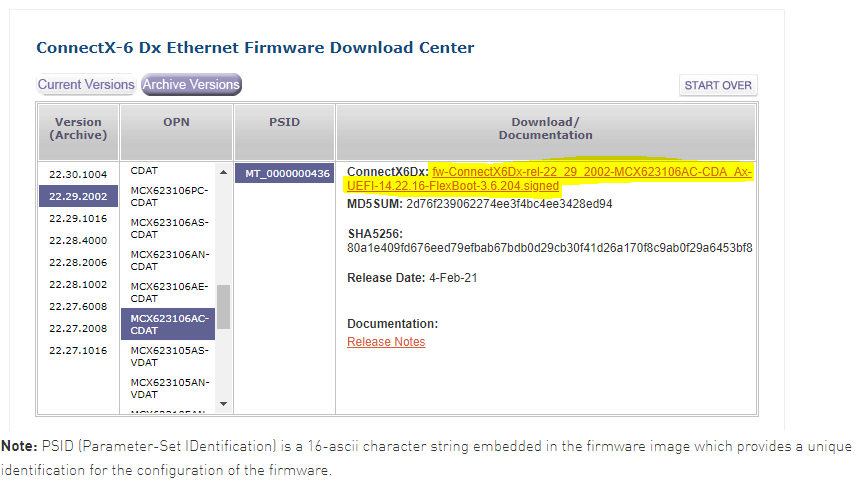 NVIDIA network card FW update