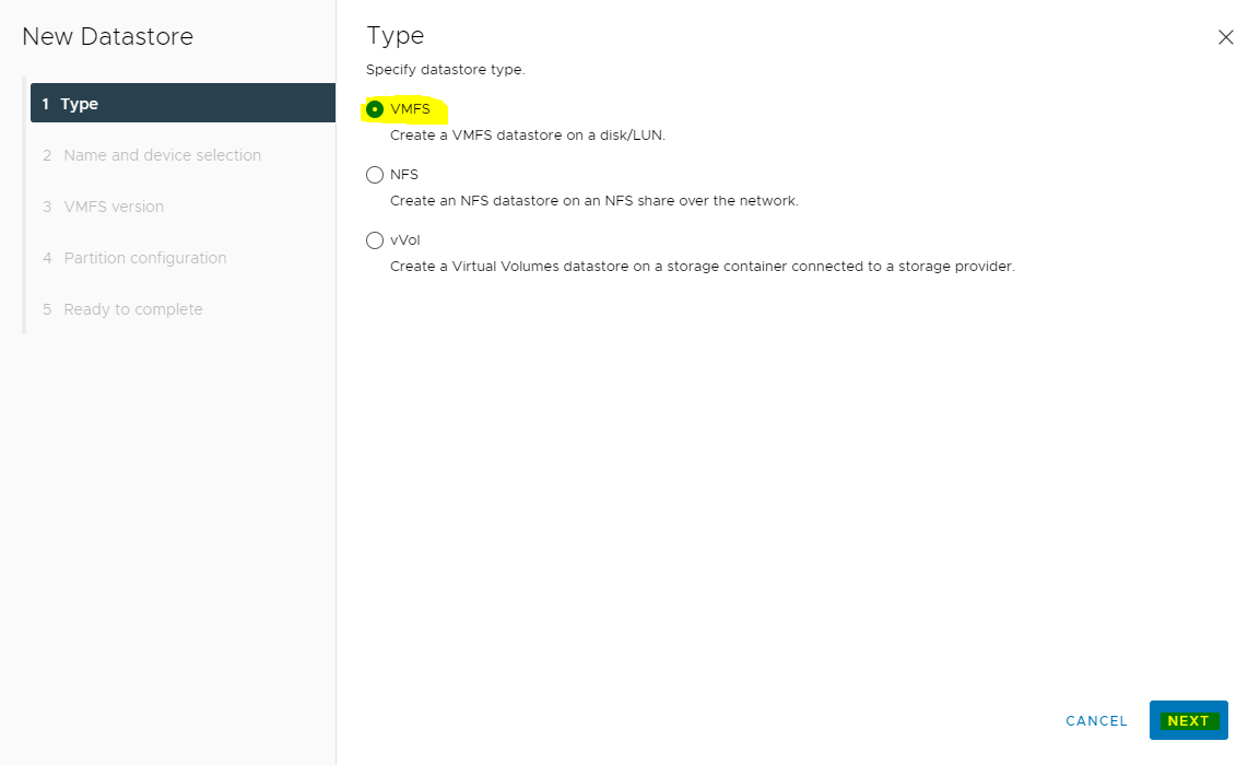 Creating VMFS FS and DS 3.PNG